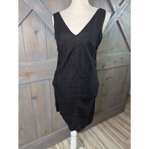J. Crew Maxine Dress Women's XXS Black 100% Linen Sleeveless V-Neck Mini Shift